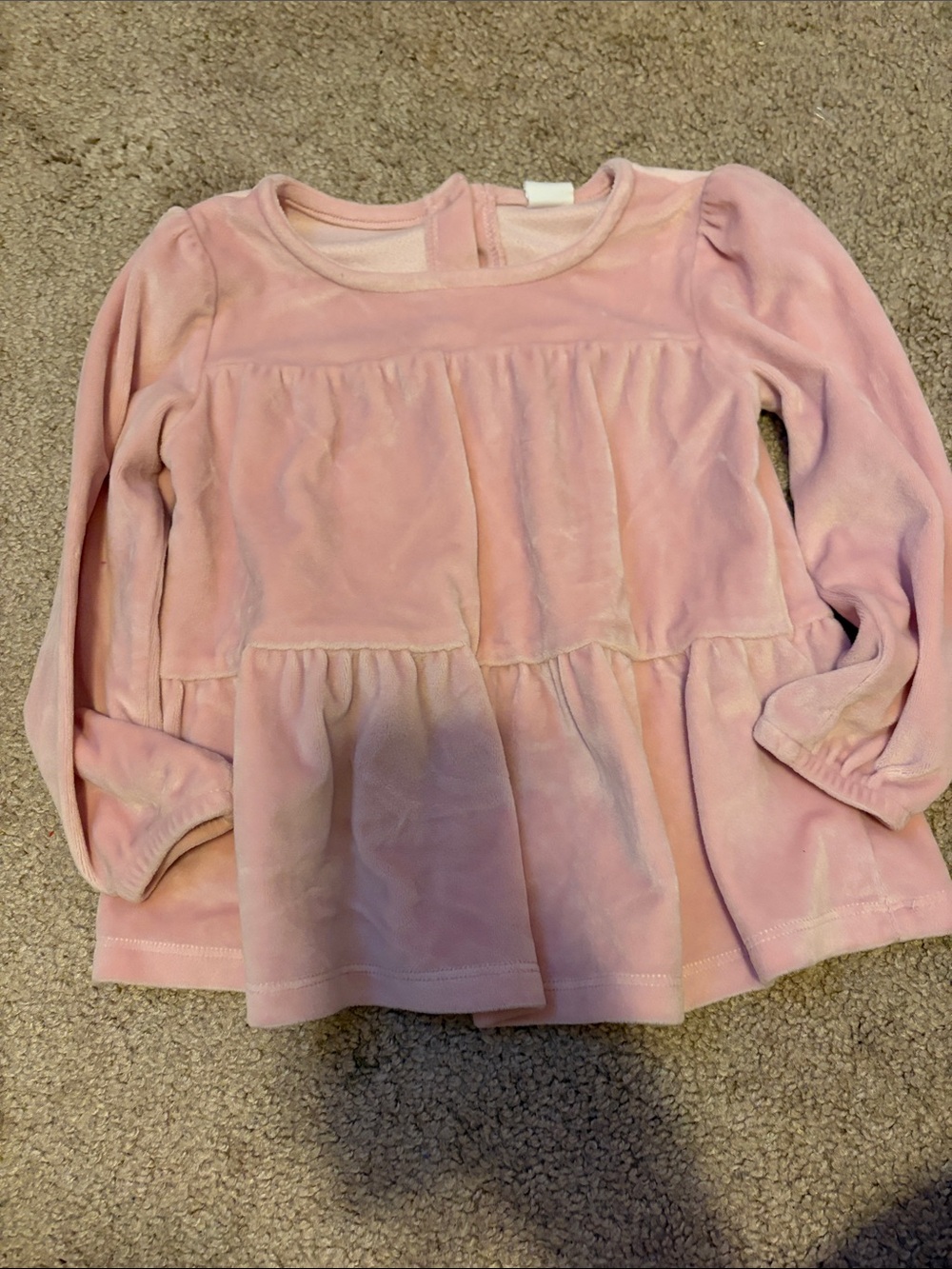 GAP Pink Velvet Long-Sleeve Peplum Top